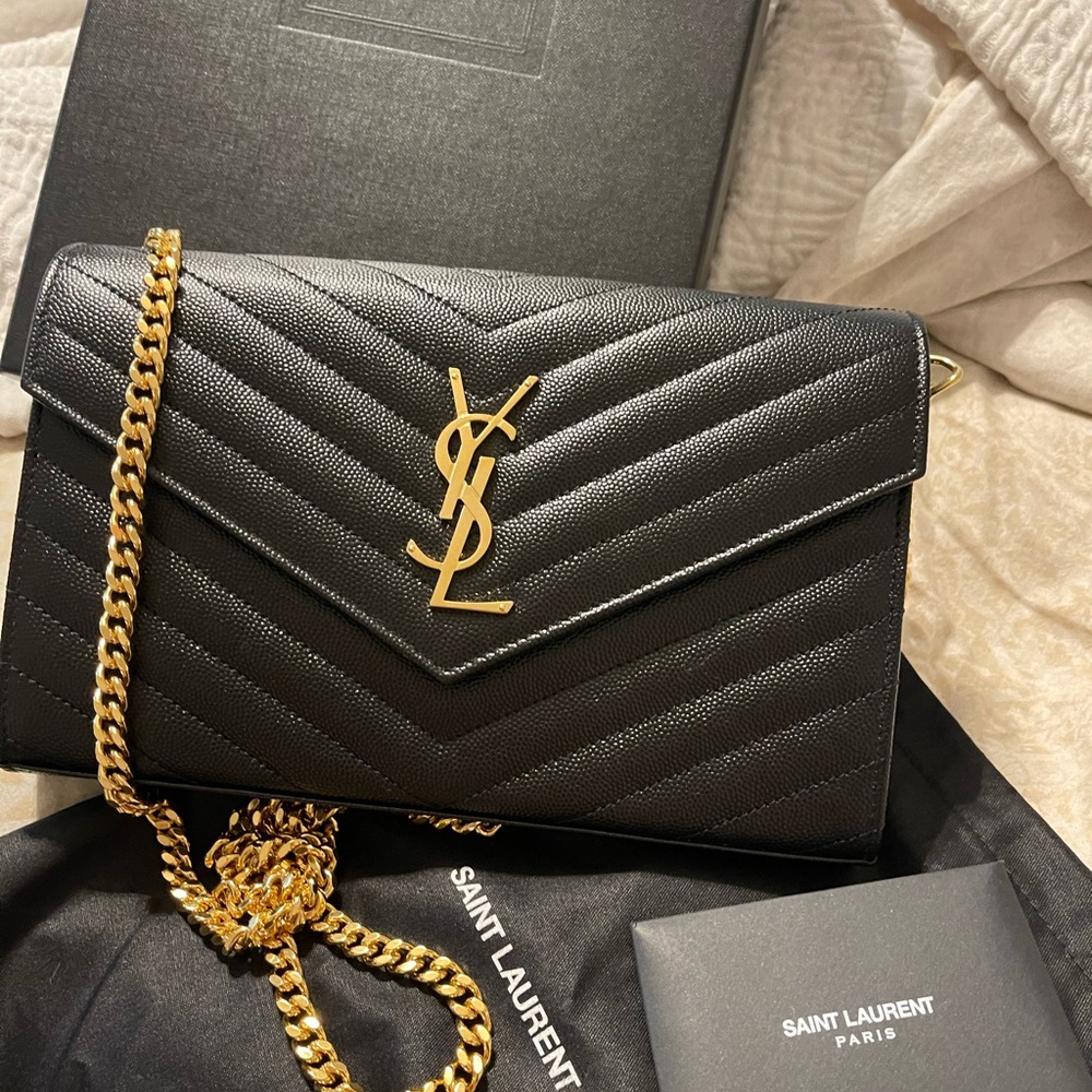 YSL large  chain wallet crossbody new/authentic